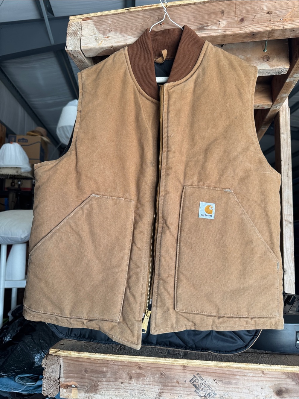 Carhartt Brown Tan Canvas Work Vest